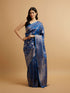 Mohey Indigo Blue Leaf Patterned Saree