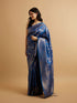 Mohey Indigo Blue Leaf Patterned Saree