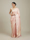 Mohey Cherry Blossom Pink Floral Patterned Zari Work Saree