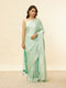 Mohey Tropical Blue Floral Patterned Zari Work Saree
