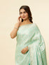 Mohey Tropical Blue Floral Patterned Zari Work Saree