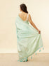 Mohey Tropical Blue Floral Patterned Zari Work Saree