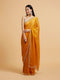 Mohey Mustard Yellow Saree with Leaf Patterned Border & Rhinestone Work