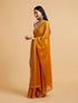 Mohey Mustard Yellow Saree with Leaf Patterned Border & Rhinestone Work