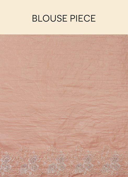Mohey Conch Shell Pink Floral Bordered Saree