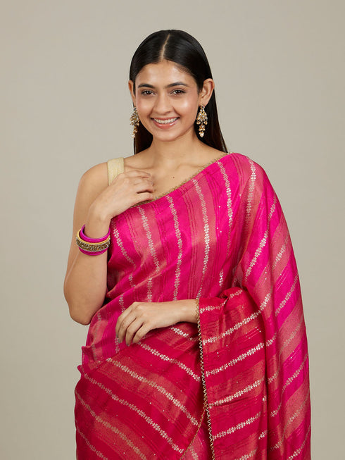 Mohey Rani Pink Bel Buti Patterned Saree