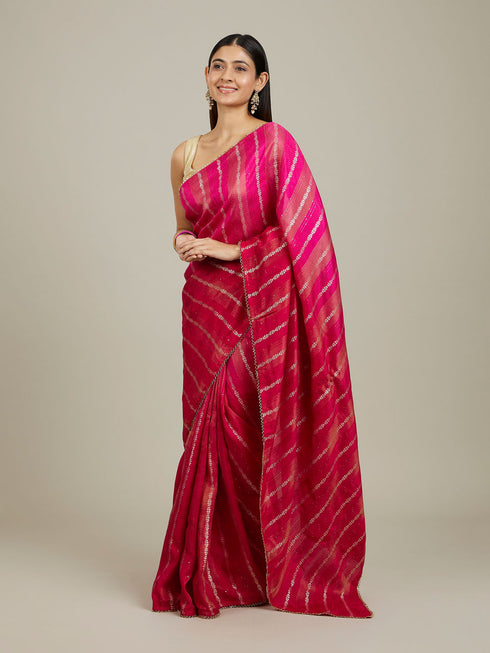Mohey Rani Pink Bel Buti Patterned Saree