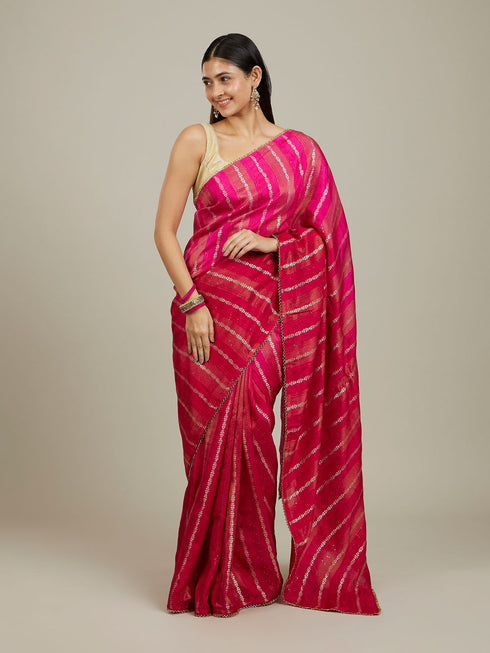 Mohey Rani Pink Bel Buti Patterned Saree