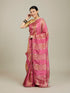 Mohey Soft Pink and Gold Floral Zari Work Saree