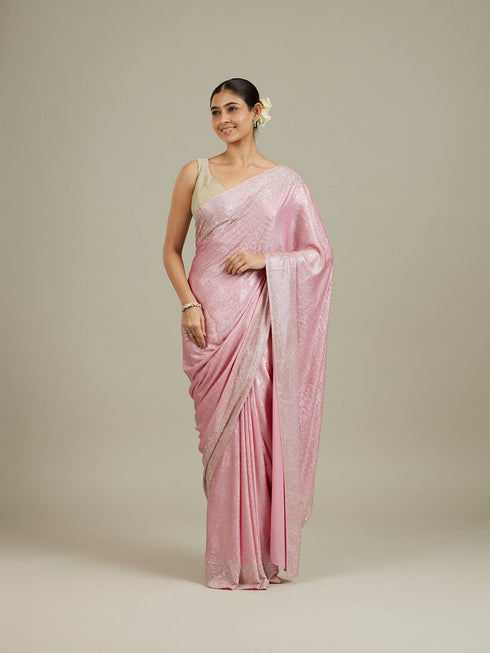 Mohey Pink Stone Embellished Saree