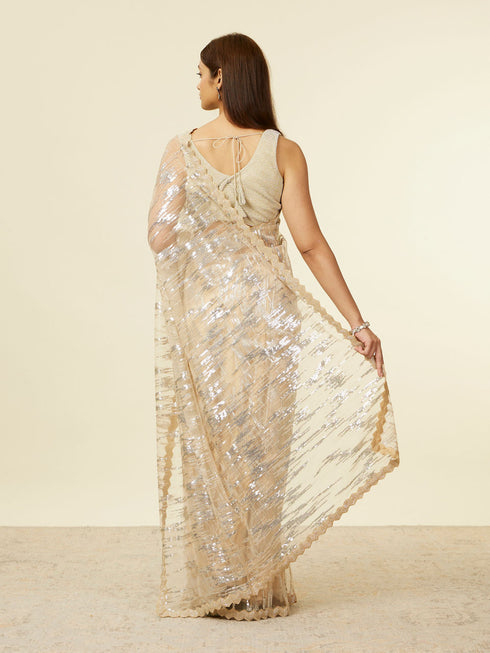 Mohey Sand Beige Sequined Saree