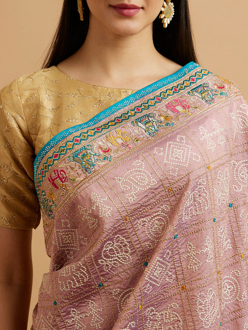 Mohey Engagement Glory Purple Silk Saree with Embroidery and Zari