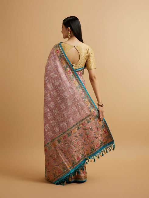 Mohey Engagement Glory Purple Silk Saree with Embroidery and Zari