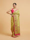 Mohey Soft Green Jaal Embroidered Saree with Bagh Motifs and Sequin Work