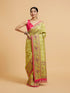 Mohey Soft Green Jaal Embroidered Saree with Bagh Motifs and Sequin Work