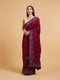 Mohey Wine Red Rhinestone Work Saree with Drop Motifs