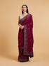 Mohey Wine Red Rhinestone Work Saree with Drop Motifs