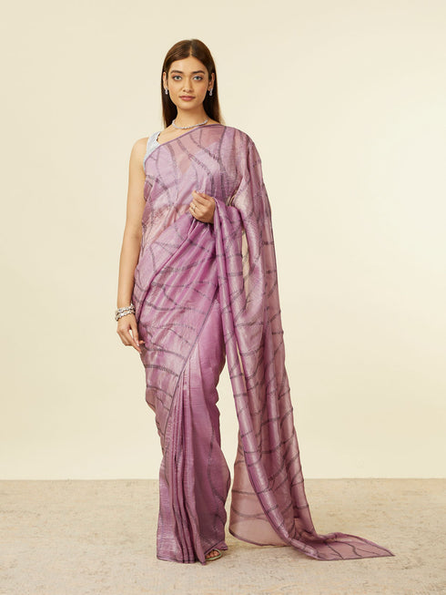 Mohey Lilac Stone Embellished Saree