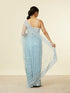 Mohey Light Blue Sequinned Saree with Rhinestone Border
