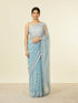 Mohey Light Blue Sequinned Saree with Rhinestone Border