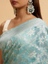 Mohey Light Blue Floral Jaal Patterned Saree