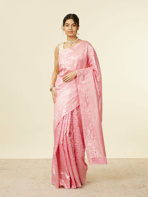 Mohey Light Pink Bel Buti Patterned Saree