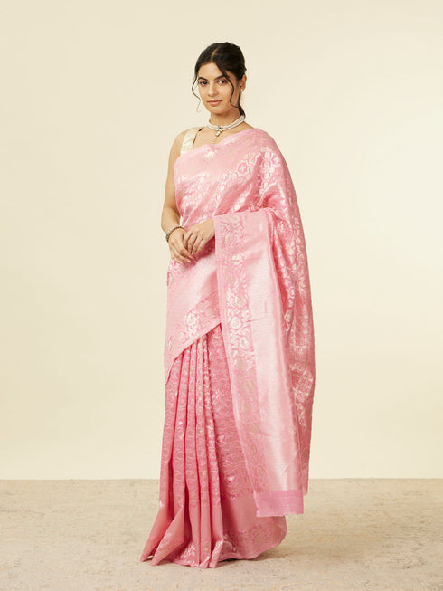 Mohey Light Pink Bel Buti Patterned Saree
