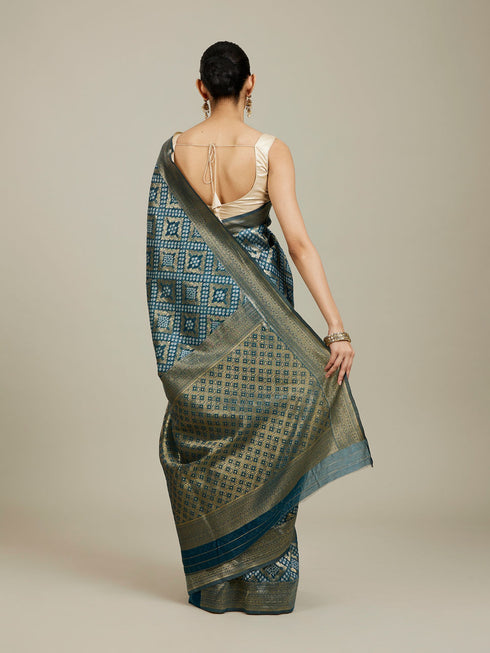 Mohey Enchanting Indigo Chanderi Saree