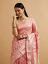 Mohey Pink Floral Leaf Patterned Saree with Diamond Motifs
