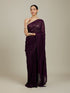 Mohey Wine Bel Buti Patterned Saree with Rhinestones