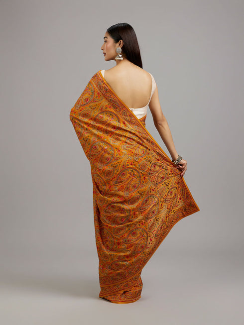 Mohey Mustard Yellow Georgette Saree