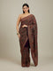 Mohey Royal Purple Paisley Patterned Saree with Rhinestone Work