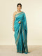 Mohey Teal Blue Chevron Patterned Saree