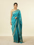 Mohey Teal Blue Chevron Patterned Saree