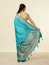 Mohey Teal Blue Chevron Patterned Saree