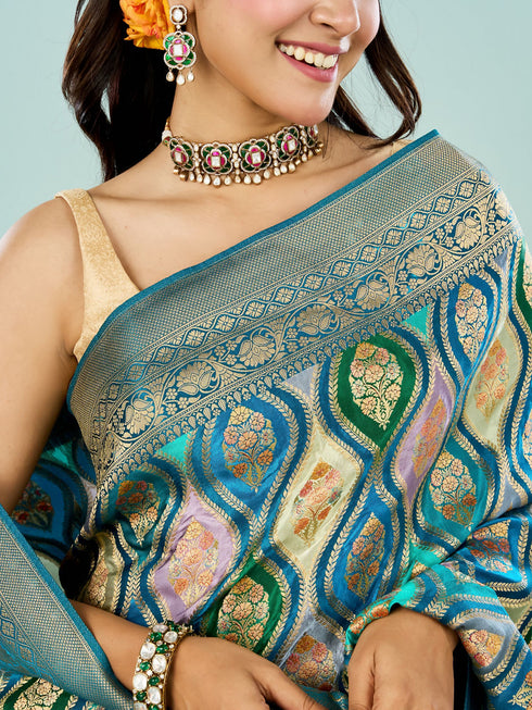 Mohey Graceful Blue Saree
