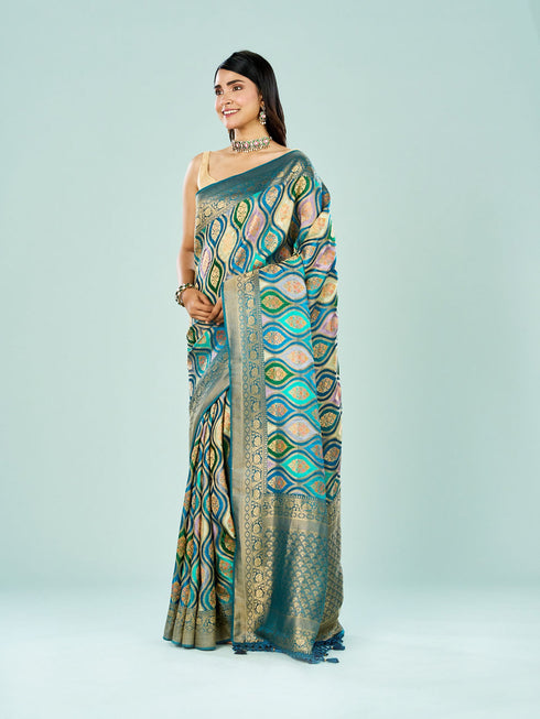 Mohey Graceful Blue Saree