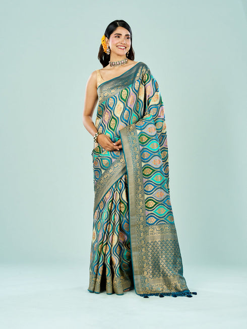 Mohey Graceful Blue Saree