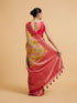 Mohey Green and Rani Ogee Patterned Saree with Scallop Borders & Tassel Trims