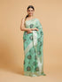 Mohey Sea Green Floral Motifs in Zari Work Saree