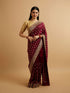 Mohey Wine Floral Buta Patterned Saree with Stone Embellishments