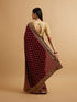 Mohey Wine Floral Buta Patterned Saree with Stone Embellishments