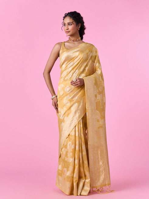 Mohey Radiant Light Yellow Saree