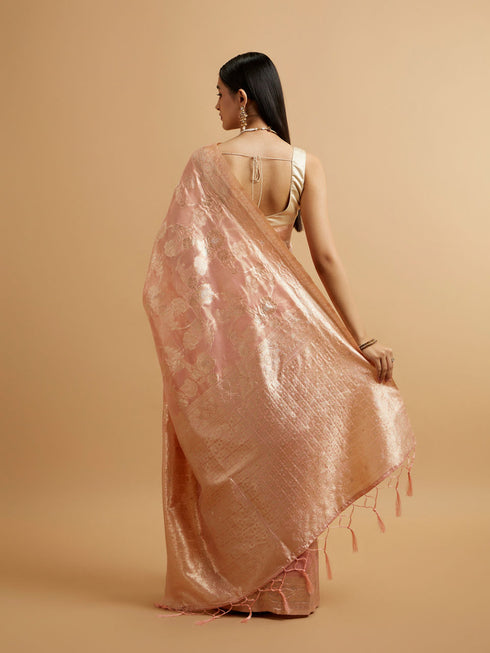 Mohey Pink Floral Patterned Saree