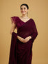 Mohey Wine Red Paisley Embroidered Saree with Gota Patti Work
