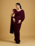 Mohey Wine Red Paisley Embroidered Saree with Gota Patti Work