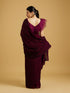 Mohey Wine Red Paisley Embroidered Saree with Gota Patti Work