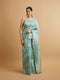 Mohey Light Blue Leaf Patterned Saree with Floral Motifs