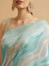 Mohey Light Blue Leaf Patterned Saree with Floral Motifs