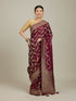 Mohey Classic Wine Bel Buti Patterned Bridal Saree